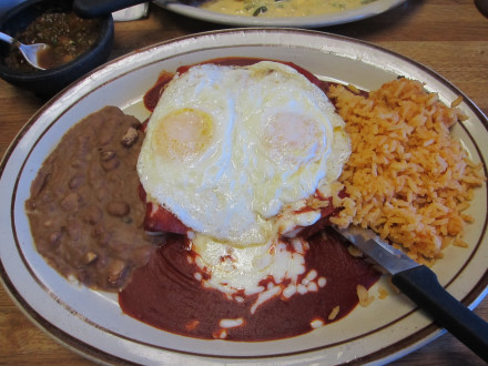 Enchiladas montadas are only on the breakfast menu