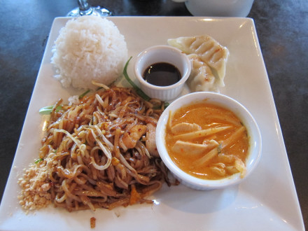 Pad thai and yellow curry on lunch special