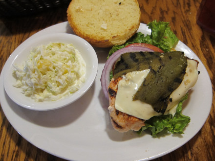 Green chile chicken sandwich