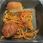 Spaghetti and meatballs as a takeout order from the now closed Northpark restaurant