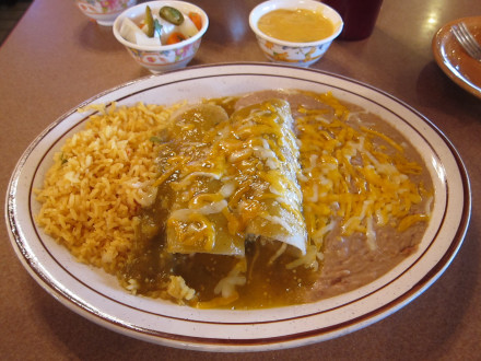 Green enchiladas from the lunch menu