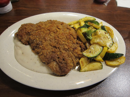 Chicken fried steak with "healthy" vegetables